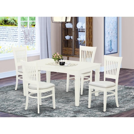East West Furniture 5 Piece Weston Kitchen Furniture Set - Linen White WEVA5-LWH-C